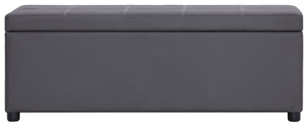 Szürke műbőr pad tárolórekesszel 116 cm