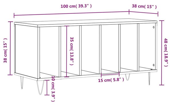 Fehér szerelt fa hanglemezszekrény 100 x 38 x 48 cm