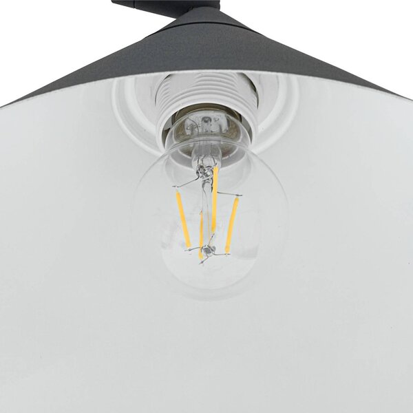Lindby ívlámpa Triangolo, fekete, magasság 195 cm, fém E27, Fekete, Nappali / Étkező, fém, Modern
