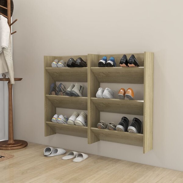 2 db sonoma-tölgy fali cipősszekrény 60 x 18 x 90 cm