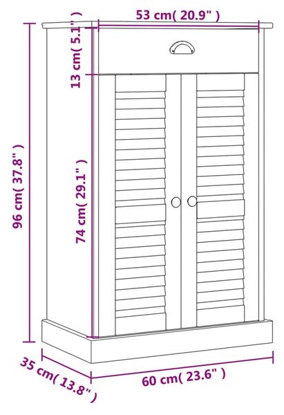VIGO tömör fenyőfa cipőszekrény 60x35x96 cm