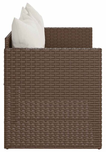 3 személyes barna polyrattan kerti kanapé párnával