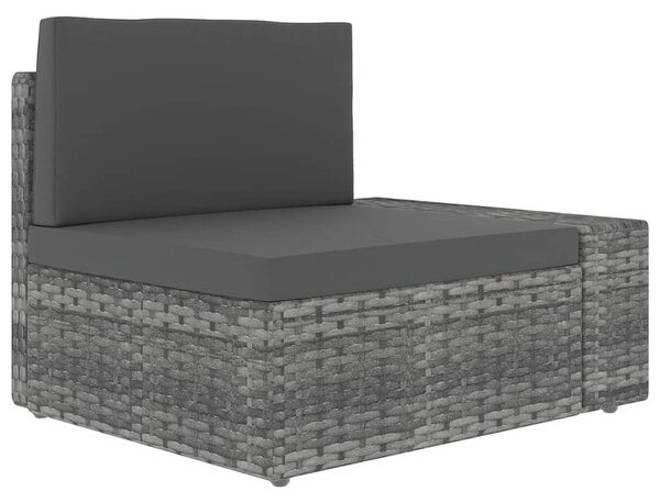 14 részes szürke polyrattan kerti ülőgarnitúra párnákkal