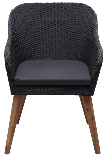 7 részes fekete polyrattan kerti étkezőgarnitúra