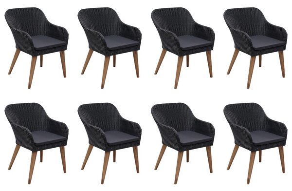 9 részes fekete polyrattan kerti étkezőgarnitúra