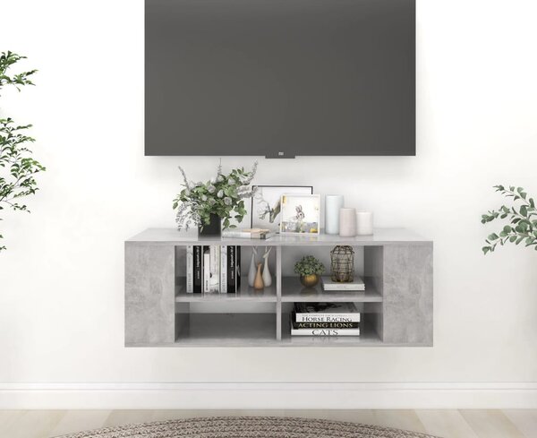Betonszürke szerelt fa falra szerelhető TV-szekrény 102x35x35cm
