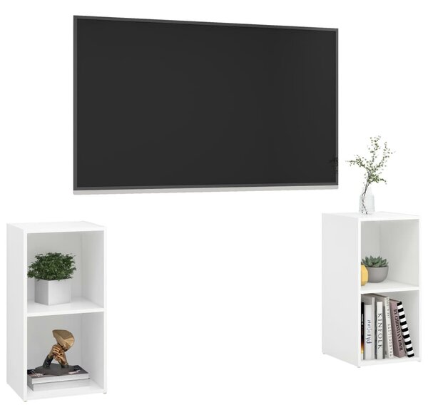2 db fehér szerelt fa TV-szekrény 72 x 35 x 36,5 cm