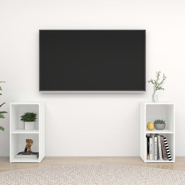 2 db fehér szerelt fa TV-szekrény 72 x 35 x 36,5 cm