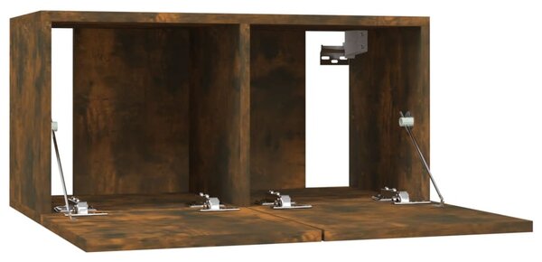 4 db füstös tölgy színű szerelt fa fali TV-szekrény 60x30x30 cm