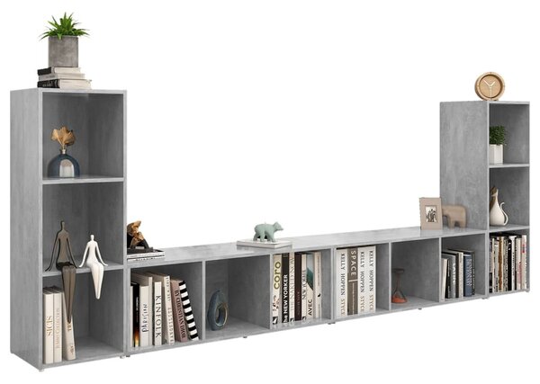 4 db betonszürke szerelt fa TV-szekrény 107 x 35 x 37 cm