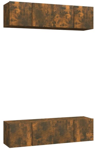 4 db füstös tölgy színű szerelt fa fali TV-szekrény 60x30x30 cm
