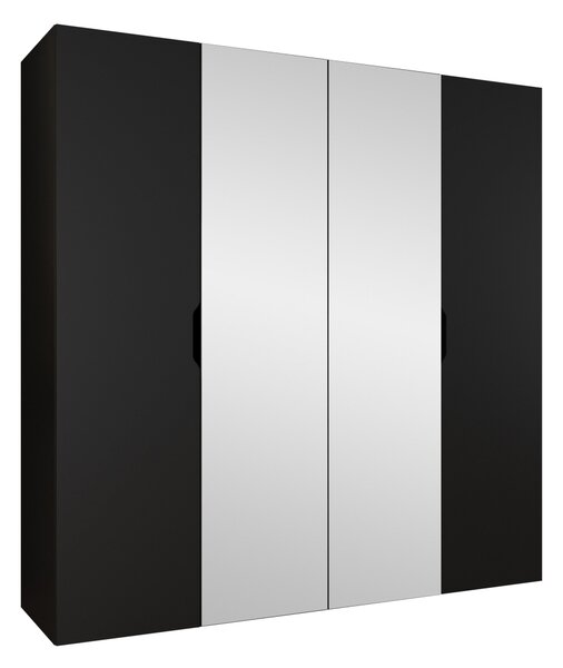 Gardróbszekrény Hartford 514, Laminált forgácslap, 202x200x50cm, Fekete