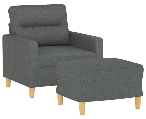 Sötétszürke szövet kanapéfotel lábtartóval 60 cm
