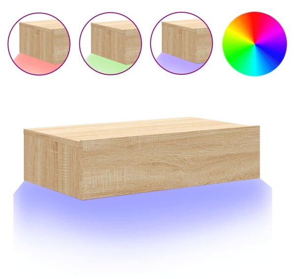 Sonoma tölgyszínű TV-szekrény LED-lámpákkal 60x35x15,5 cm