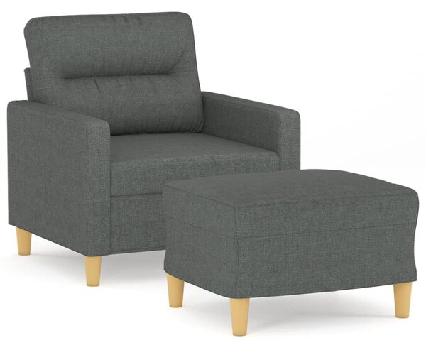 Sötétszürke szövet kanapéfotel lábtartóval 60 cm