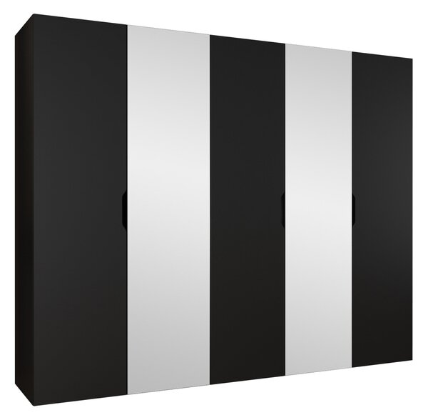 Gardróbszekrény Hartford 516, Laminált forgácslap, 202x250x50cm, Fekete