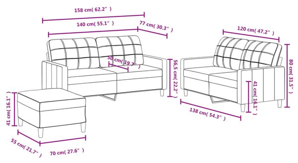 3 részes sötétszürke szövet ülőgarnitúra párnákkal