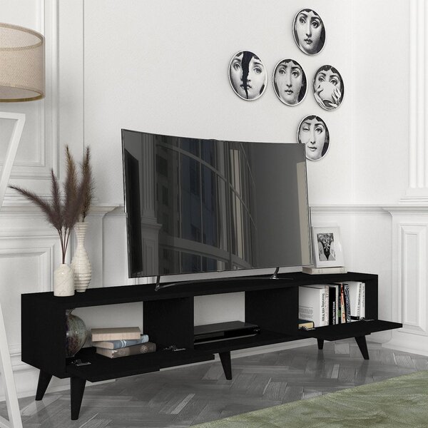 TV-szekrény Kullila 160x35x40 cm fekete [en.casa]