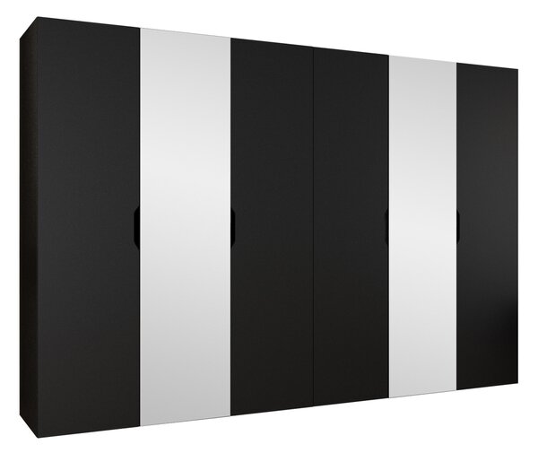 Gardróbszekrény Hartford 518, Laminált forgácslap, 202x300x50cm, Fekete