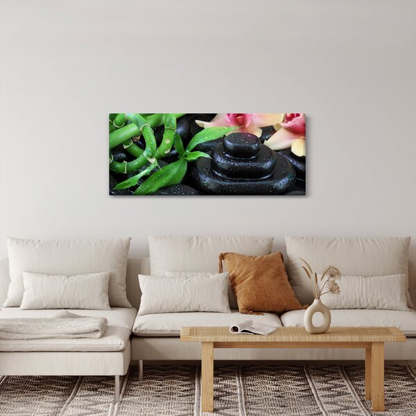Kép - Kövek és orchideák (120x50 cm)