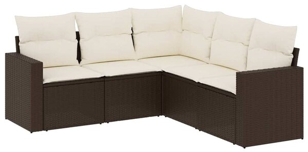 5 részes barna polyrattan kerti ülőgarnitúra párnával
