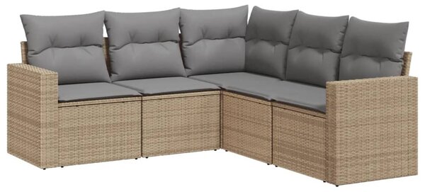 5 részes bézs polyrattan kerti ülőgarnitúra párnákkal