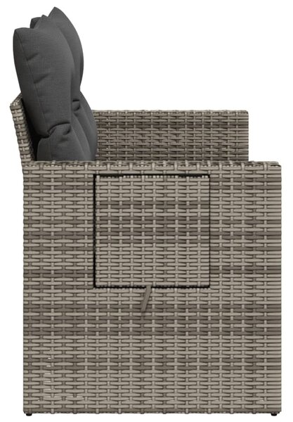 2 személyes szürke polyrattan kerti kanapé párnával