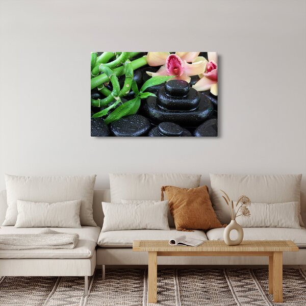 Kép - Kövek és orchideák (90x60 cm)