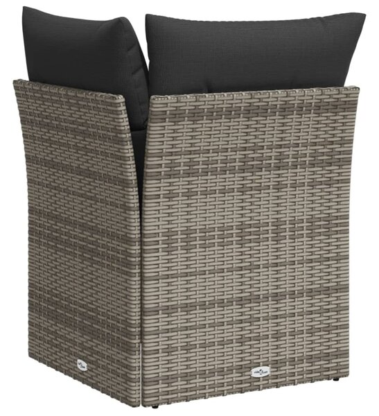Szürke polyrattan kerti sarokkanapé párnával