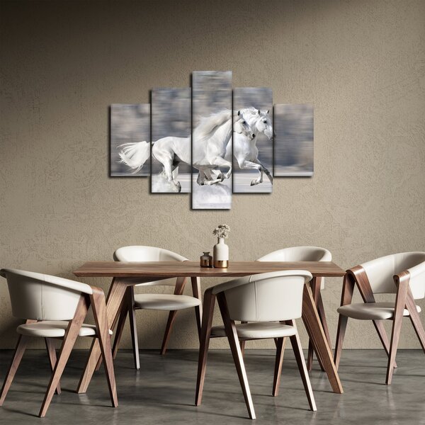 Kép - Fehér lovak télen (150x105 cm)