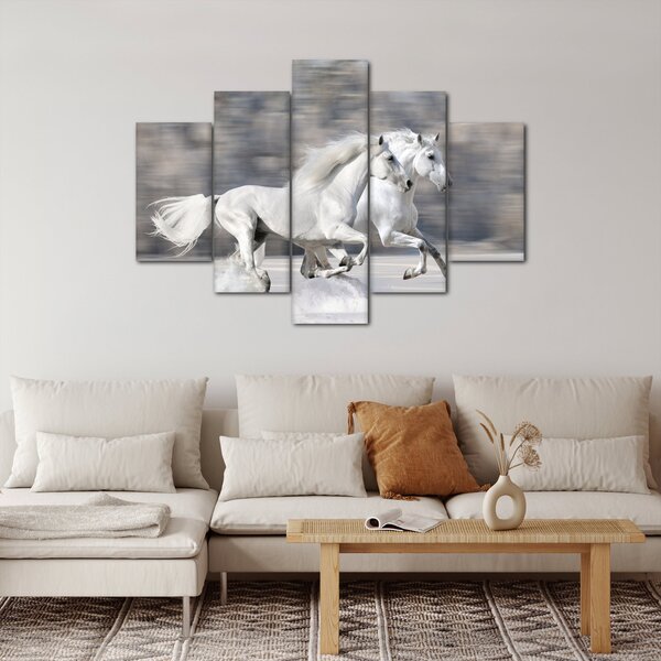 Kép - Fehér lovak télen (150x105 cm)