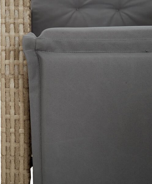 9 részes bézs polyrattan kerti étkezőgarnitúra párnákkal