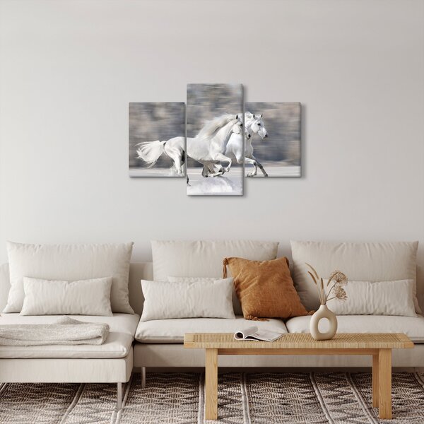 Kép - Fehér lovak télen (90x60 cm)