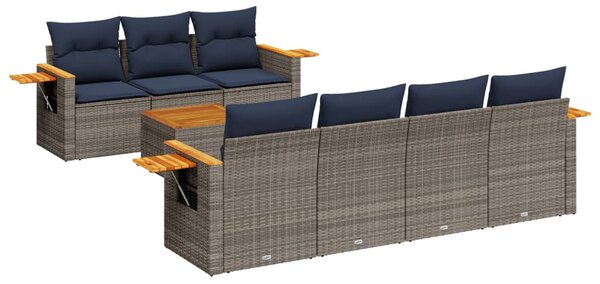 8 részes szürke polyrattan kerti ülőgarnitúra párnával