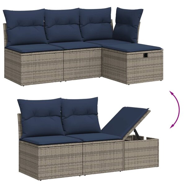 9 részes szürke polyrattan kerti ülőgarnitúra párnával