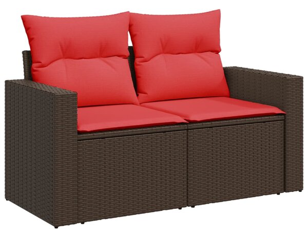 9-részes barna polyrattan kerti ülőgarnitúra párnákkal