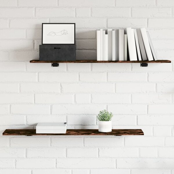 4 db füstös tölgy színű szerelt fa fali polc 100 x 20 x 1,5 cm
