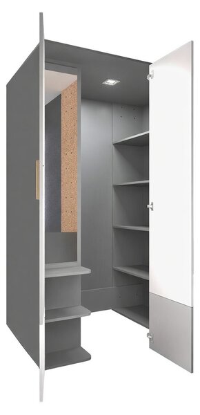 Gardróbszekrény Veravie 142, Laminált forgácslap, 193x130x93cm, Fehér, Világos fa, Szürke, Világosszürke