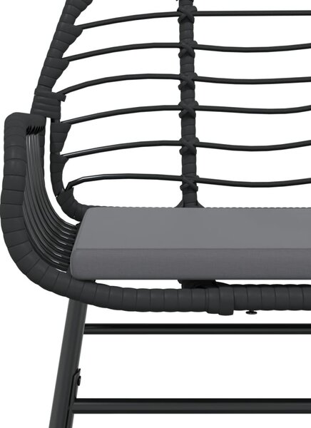 2 db fekete polyrattan kerti szék párnával