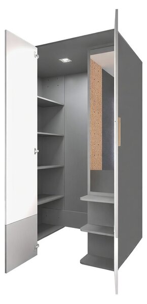 Gardróbszekrény Veravie 142, Laminált forgácslap, 193x130x93cm, Fehér, Világos fa, Szürke, Világosszürke