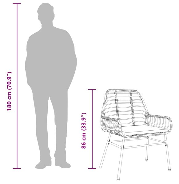 2 db fekete polyrattan kerti szék párnával