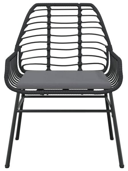 2 db fekete polyrattan kerti szék párnával