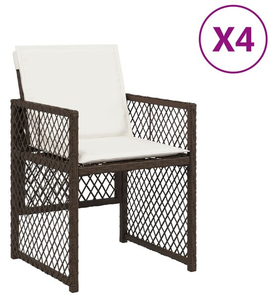 4 db barna polyrattan kerti szék párnával