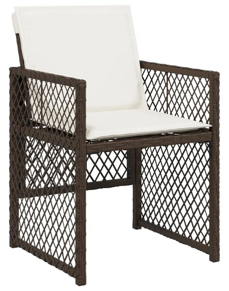 4 db barna polyrattan kerti szék párnával