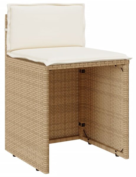 3 részes bézs polyrattan bisztrógarnitúra párnával