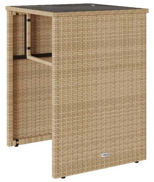3 részes bézs polyrattan bisztrógarnitúra párnával