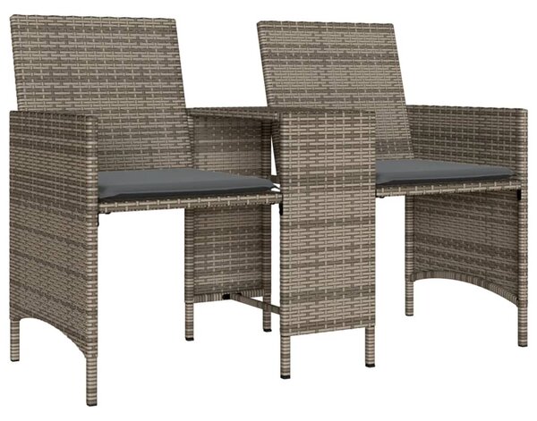 2 személyes szürke polyrattan kerti kanapé asztallal/székkel
