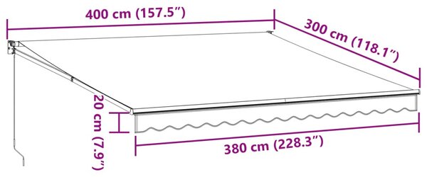 Burgundi vörös kézzel kihúzható napellenző 400 x 300 cm