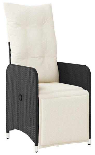 5 részes fekete polyrattan kerti bisztrógarnitúra párnákkal