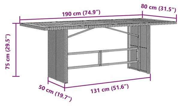 9 részes fekete polyrattan kerti bisztrógarnitúra párnákkal